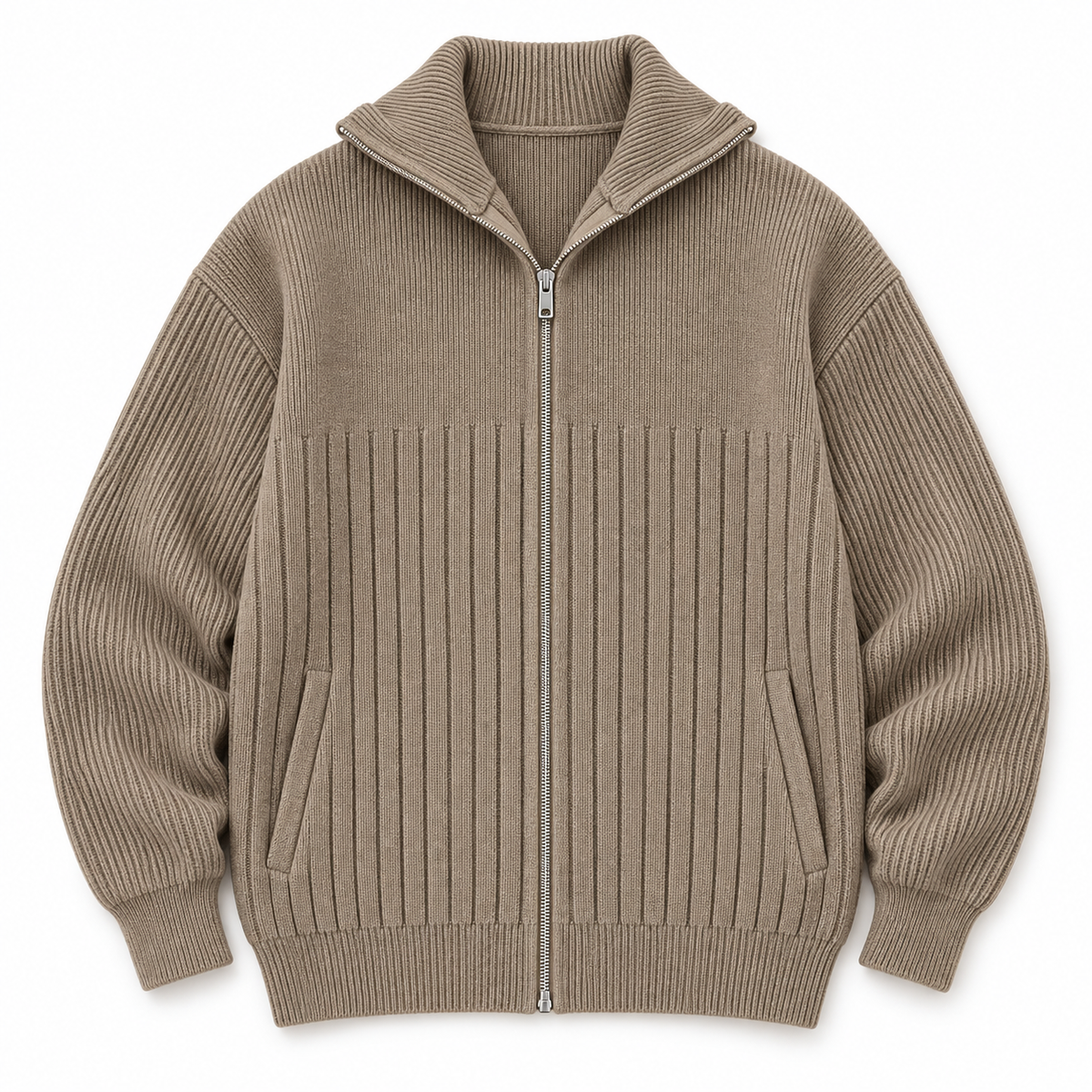 RIbbed Zip Cardigan